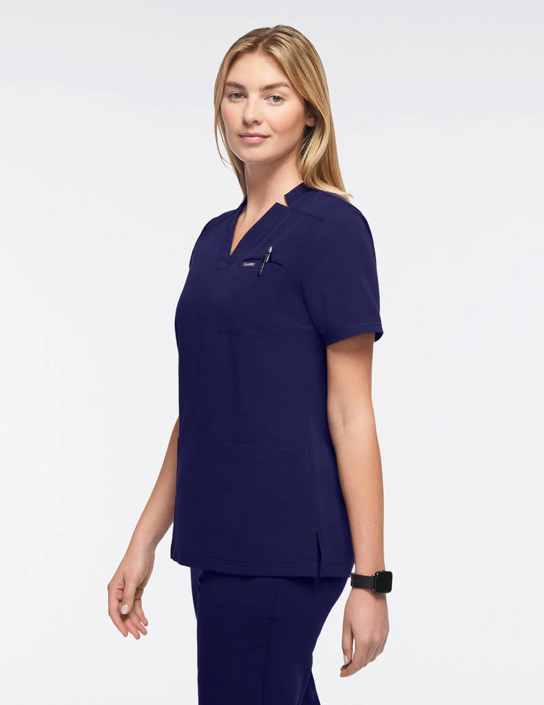 Jaanuu Scrubs Women's 3-Pocket Scrub Top Navy | scrub-supply.com