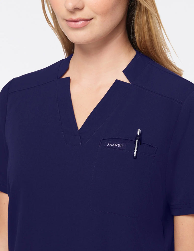 Jaanuu Scrubs Women's 3-Pocket Scrub Top Navy | scrub-supply.com