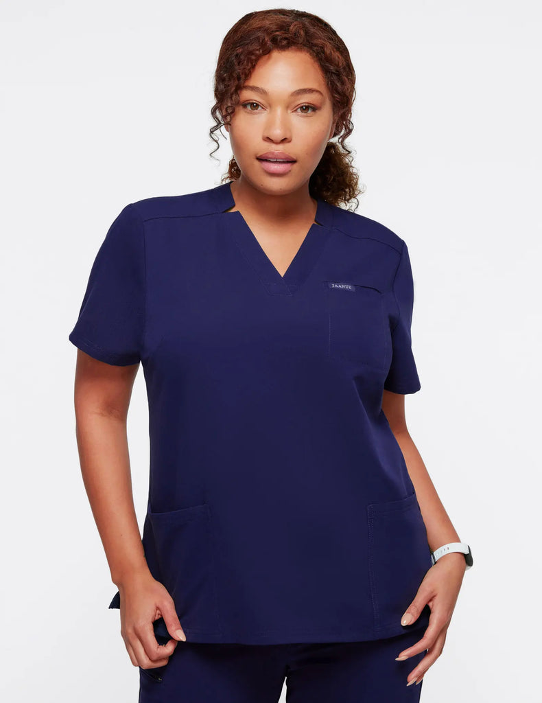 Jaanuu Scrubs Women's 3-Pocket Scrub Top Navy | scrub-supply.com