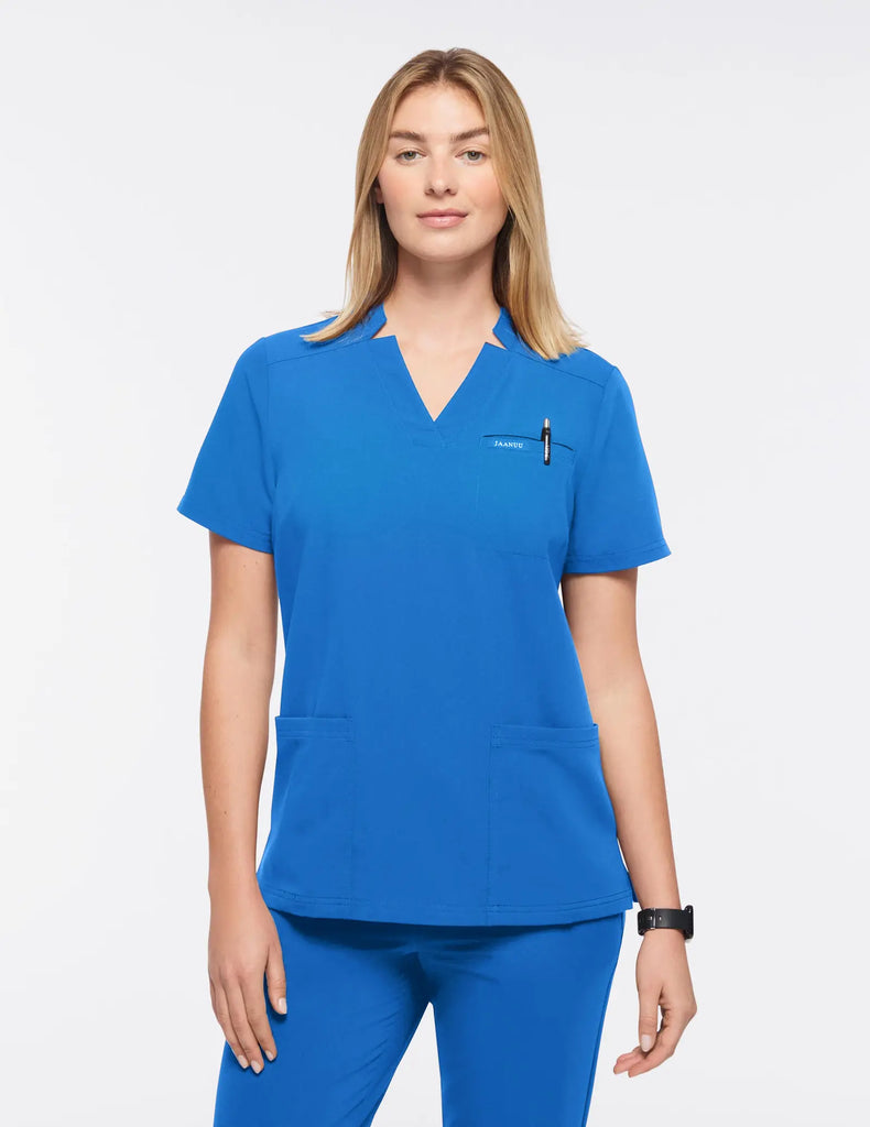 Jaanuu Scrubs Women's 3-Pocket Scrub Top Royal Blue | scrub-supply.com