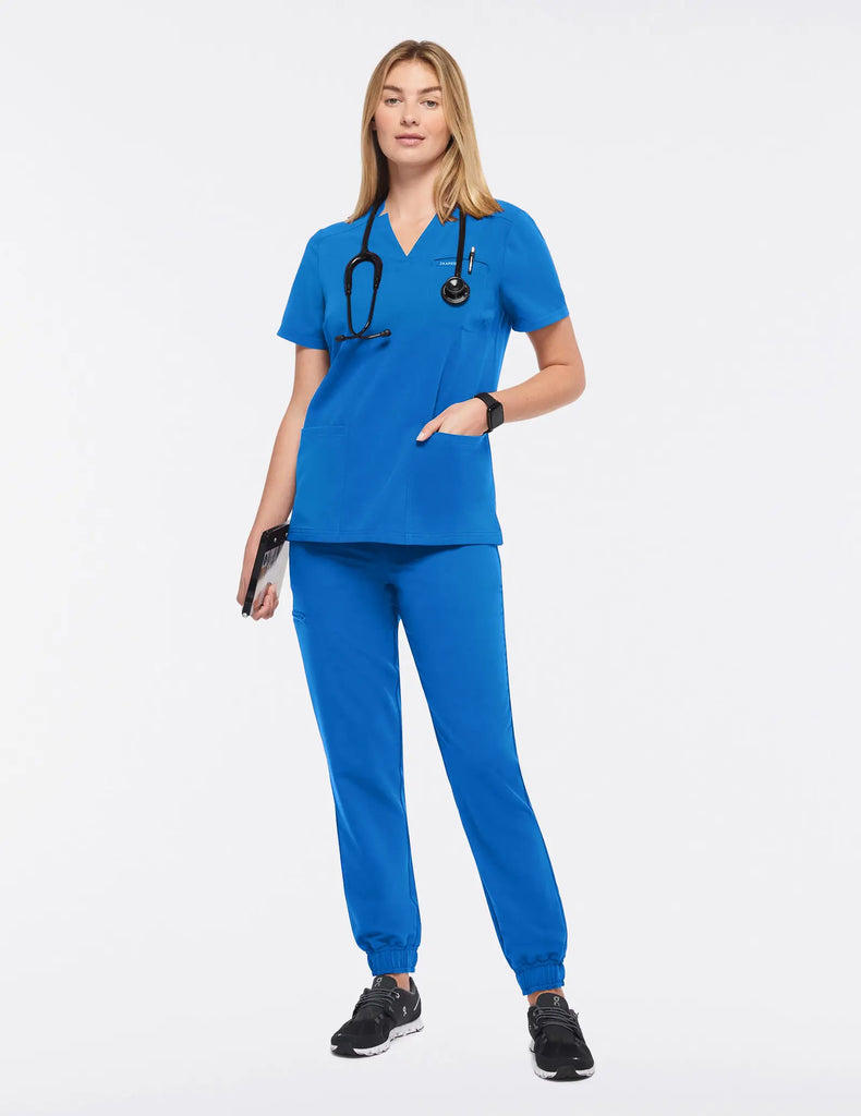 Jaanuu Scrubs Women's 3-Pocket Scrub Top Royal Blue | scrub-supply.com