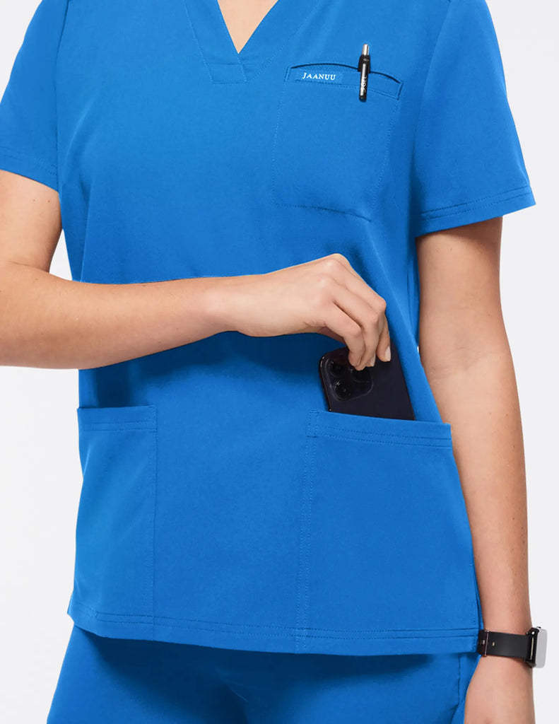 Jaanuu Scrubs Women's 3-Pocket Scrub Top Royal Blue | scrub-supply.com