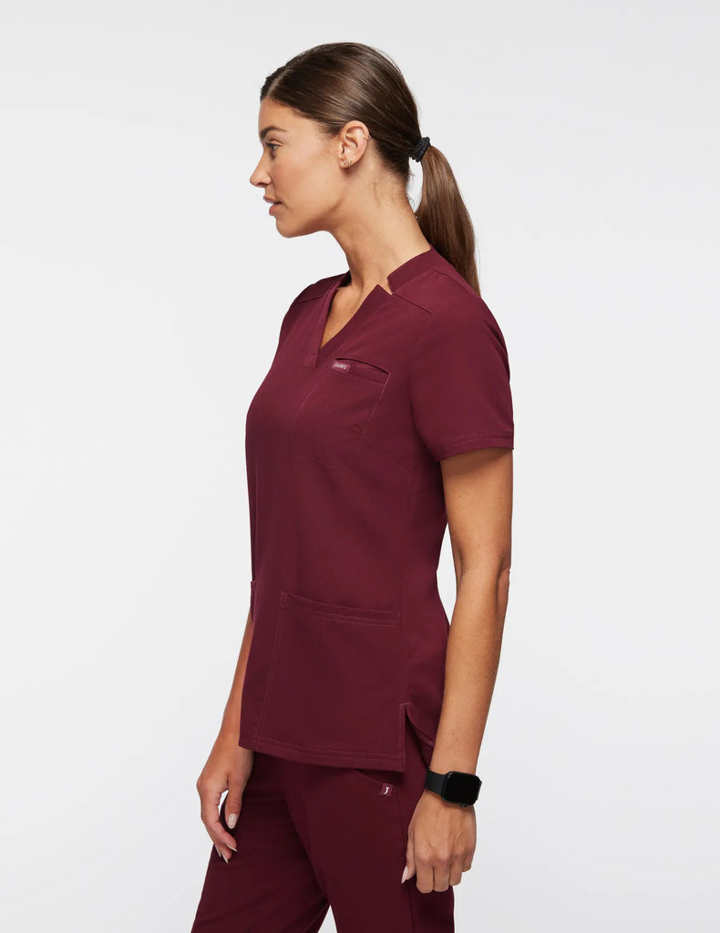 Jaanuu Scrubs Women's 3-Pocket Scrub Top Wine | scrub-supply.com