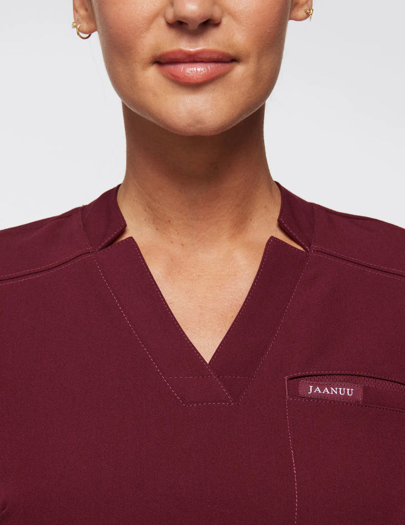 Jaanuu Scrubs Women's 3-Pocket Scrub Top Wine | scrub-supply.com