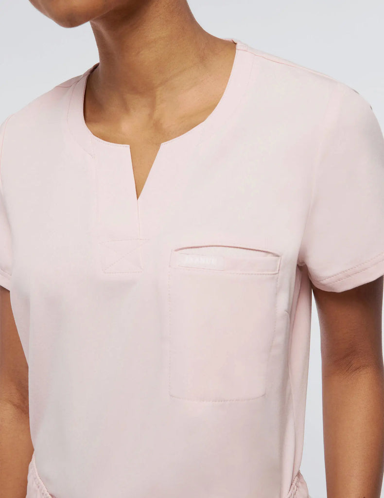 Jaanuu Scrubs Women's 1-Pocket Tuck-In Scrub Top Blushing Pink | scrub-supply.com