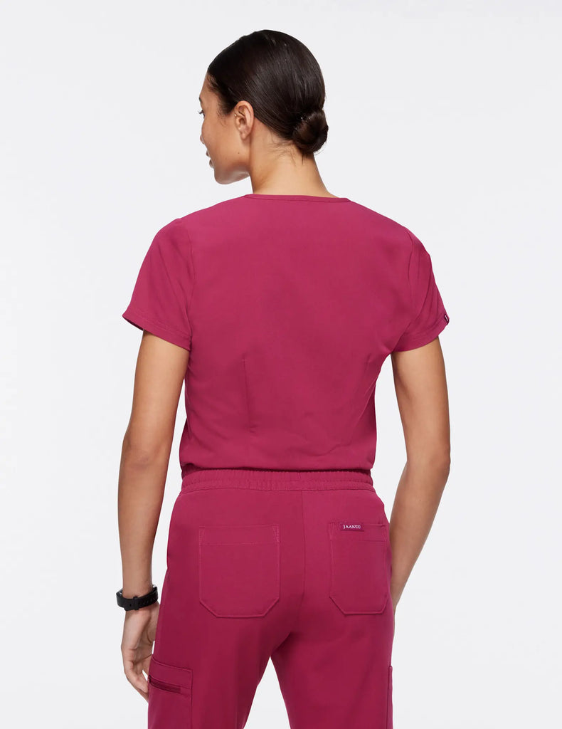 Jaanuu Scrubs Women's 1-Pocket Tuck-In Scrub Top Deep Fuchsia | scrub-supply.com