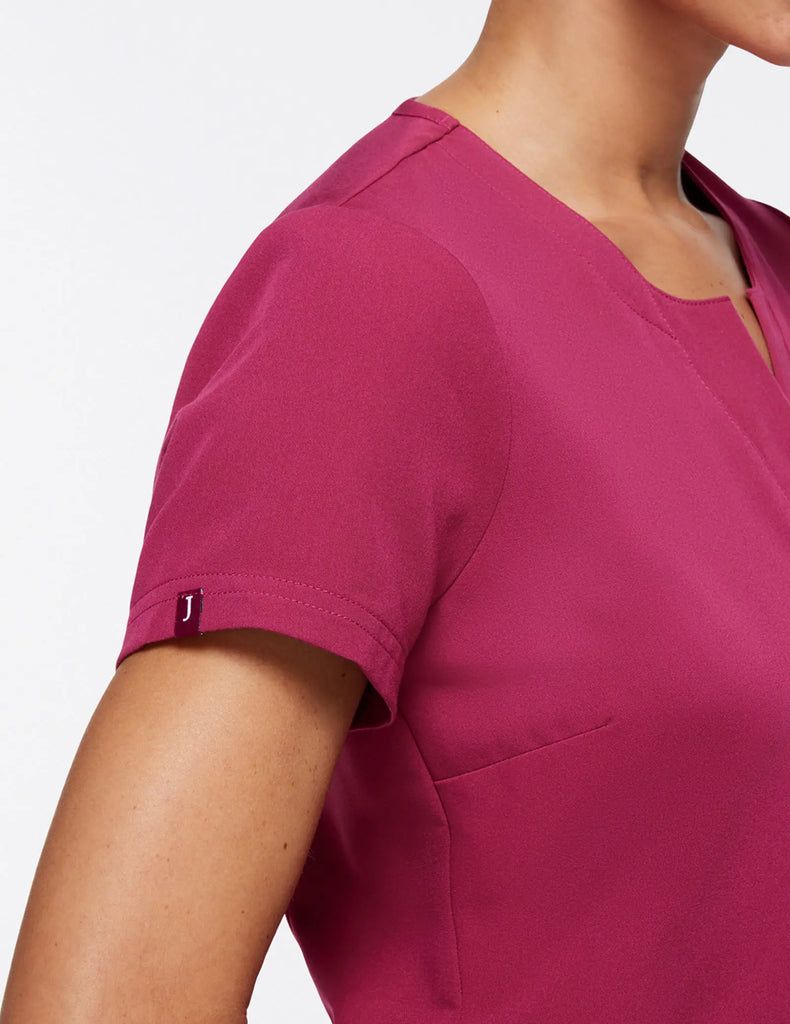 Jaanuu Scrubs Women's 1-Pocket Tuck-In Scrub Top Deep Fuchsia | scrub-supply.com