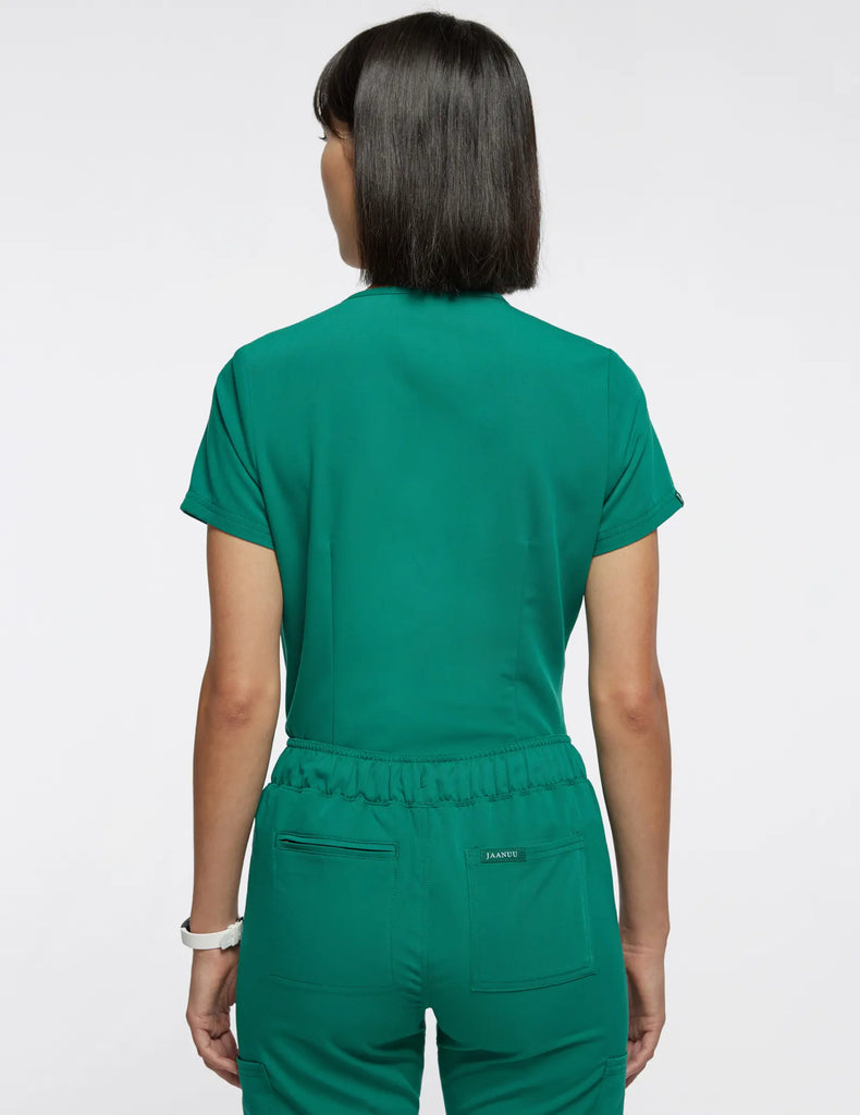 Jaanuu Scrubs Women's 1-Pocket Tuck-In Scrub Top Hunter Green | scrub-supply.com