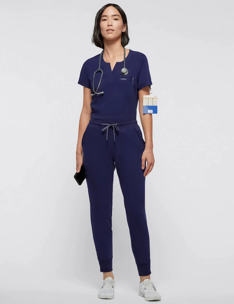 Jaanuu Scrubs Women's 1-Pocket Tuck-In Scrub Top Navy | scrub-supply.com