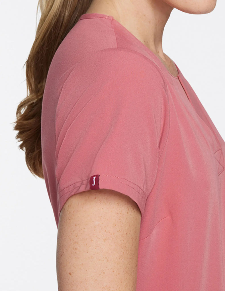 Jaanuu Scrubs Women's 1-Pocket Tuck-In Scrub Top Dusty Rose | scrub-supply.com