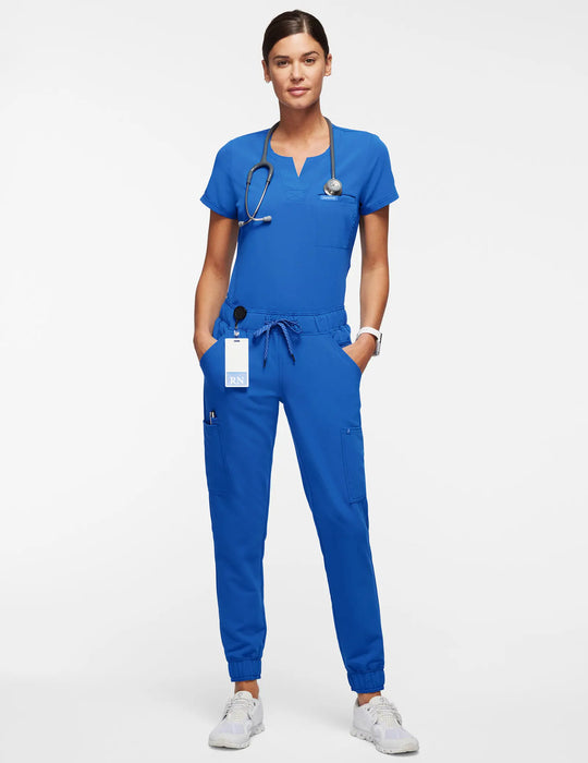 Jaanuu Scrubs Women's 1-Pocket Tuck-In Scrub Top Royal Blue | scrub-supply.com
