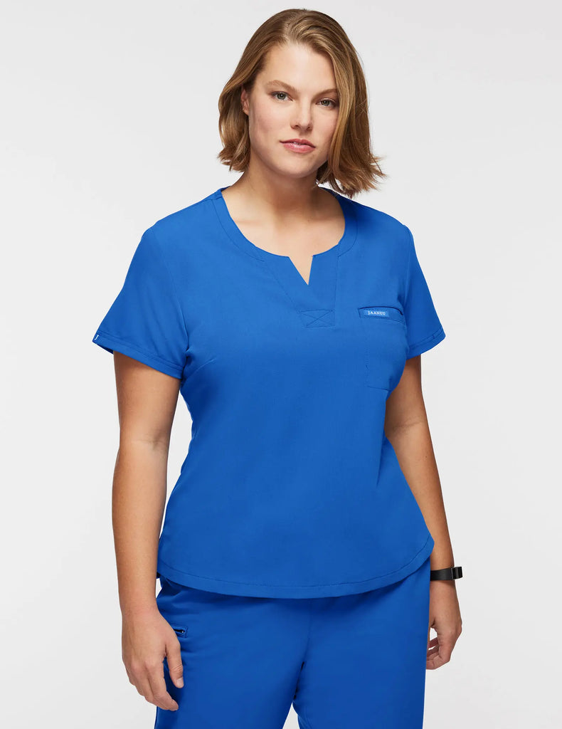 Jaanuu Scrubs Women's 1-Pocket Tuck-In Scrub Top Royal Blue | scrub-supply.com