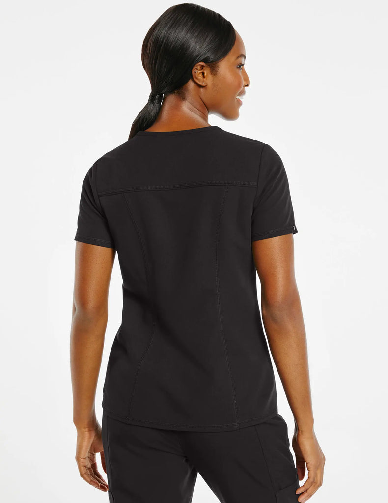 Jaanuu Scrubs Women's 4-Pocket D-Ring Top Black | scrub-supply.com