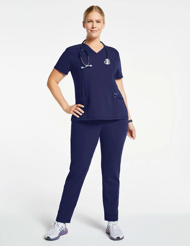 Jaanuu Scrubs Women's 4-Pocket D-Ring Top Navy | scrub-supply.com