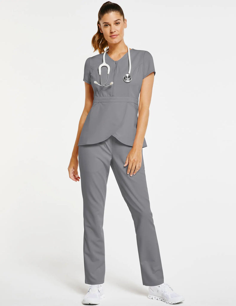 Jaanuu Scrubs Women's Signature Tulip Scrub Top Gray | scrub-supply.com