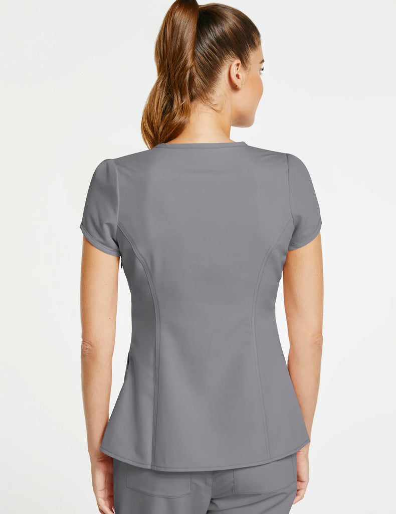 Jaanuu Scrubs Women's Signature Tulip Scrub Top Gray | scrub-supply.com