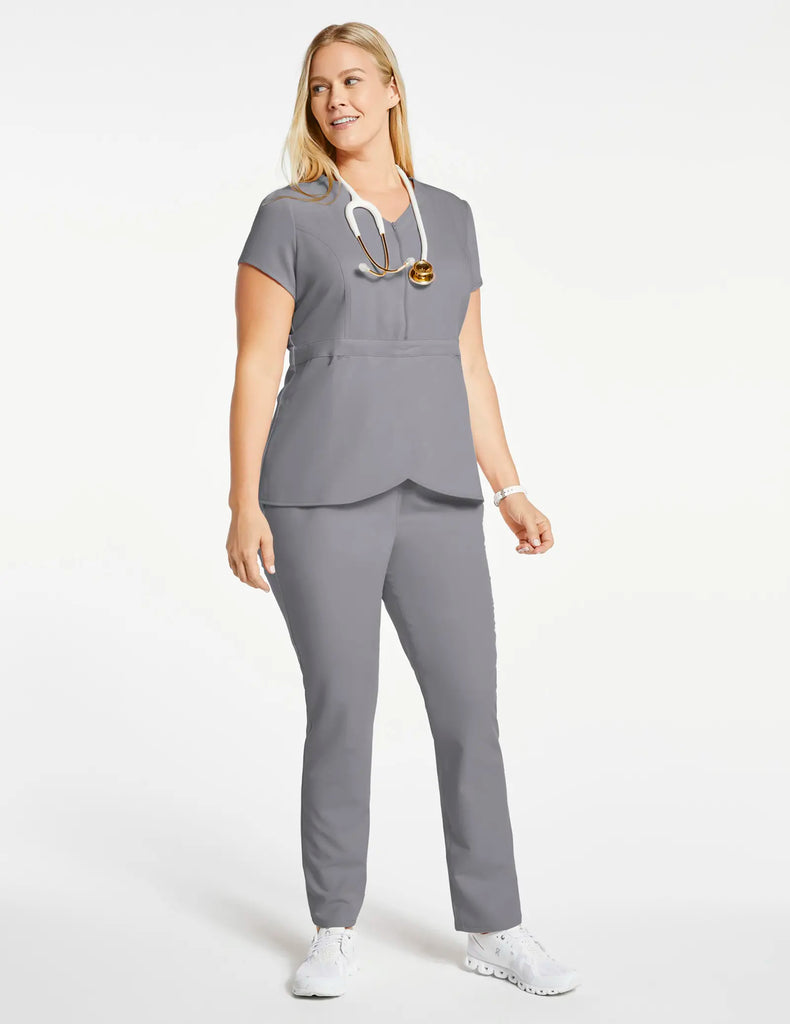 Jaanuu Scrubs Women's Signature Tulip Scrub Top Gray | scrub-supply.com