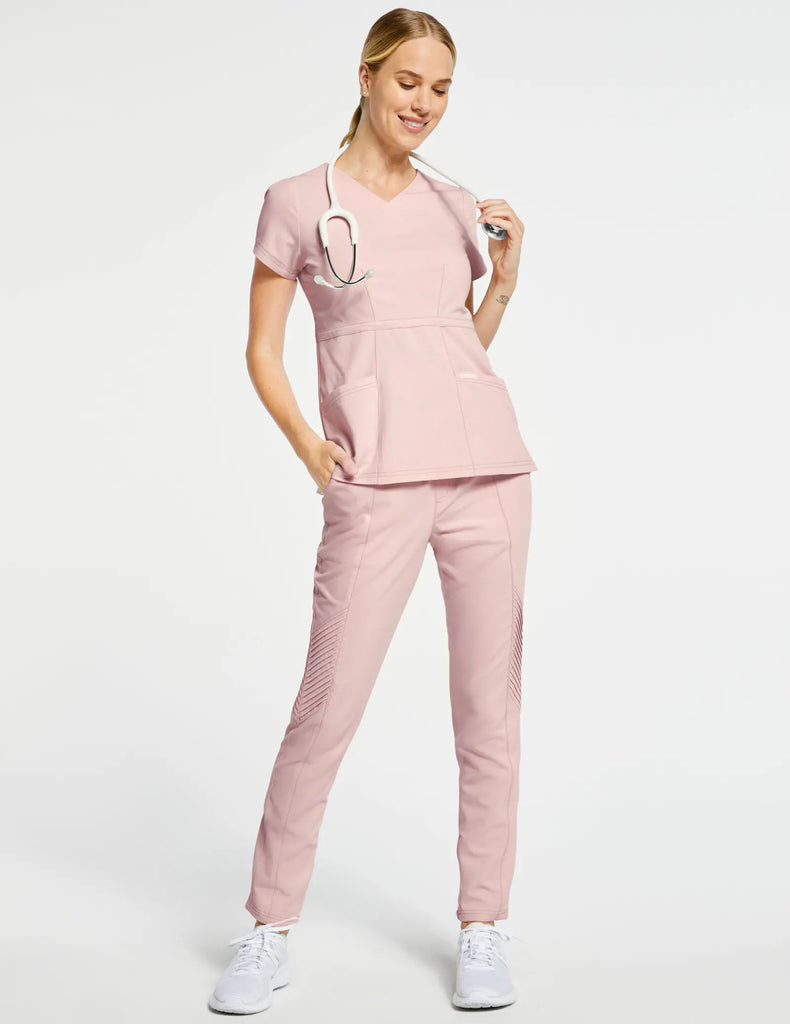 Jaanuu Scrubs Women's Signature Peplum Top Blushing Pink | scrub-supply.com