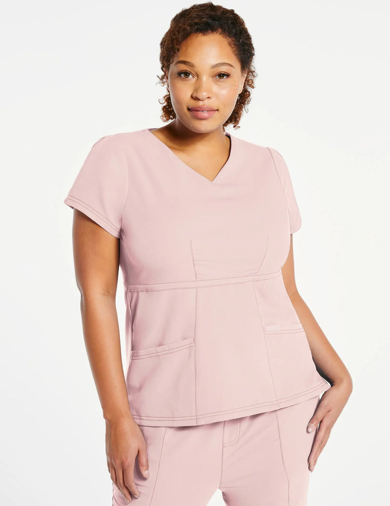 Jaanuu Scrubs Women's Signature Peplum Top Blushing Pink | scrub-supply.com