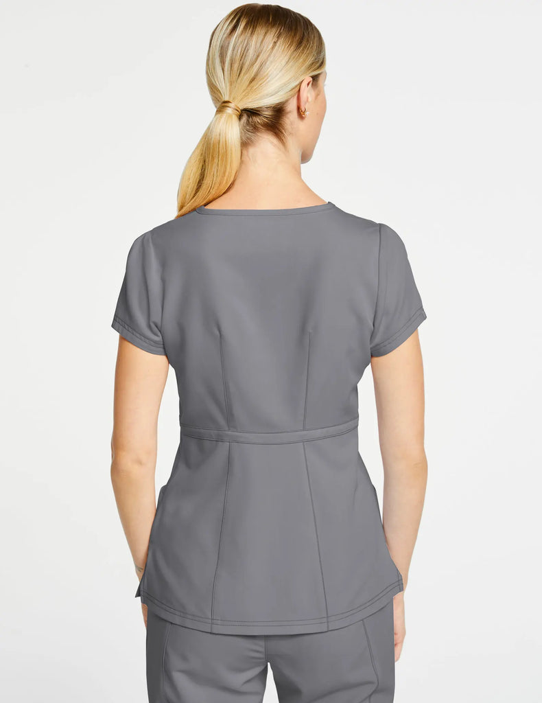 Jaanuu Scrubs Women's Signature Peplum Top Gray | scrub-supply.com