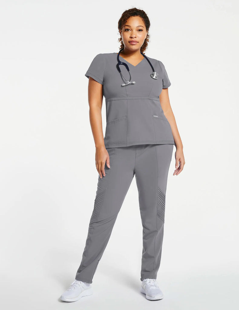 Jaanuu Scrubs Women's Signature Peplum Top Gray | scrub-supply.com