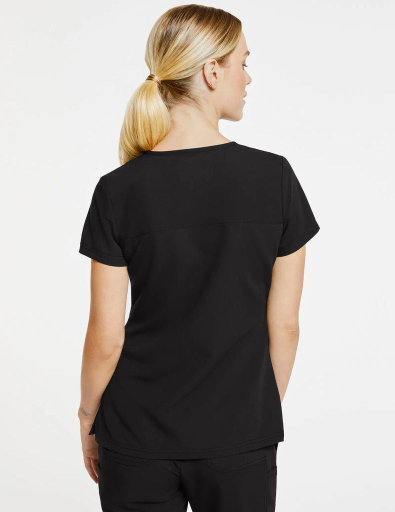 Jaanuu Scrubs Women's 3-Pocket V-Neck Scrub Top Black | scrub-supply.com