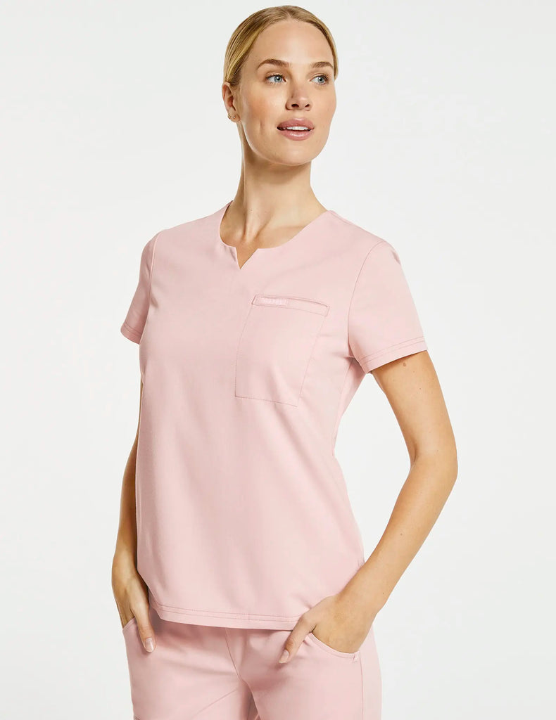 Jaanuu Scrubs Women's 3-Pocket Notched Top Blushing Pink | scrub-supply.com