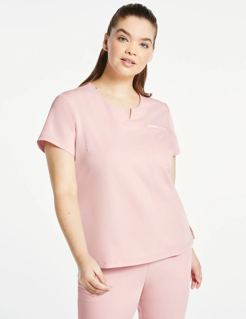 Jaanuu Scrubs Women's 3-Pocket Notched Top Blushing Pink | scrub-supply.com