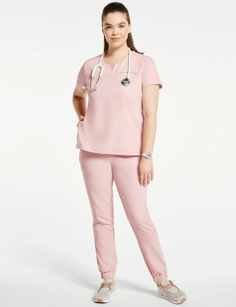 Jaanuu Scrubs Women's 3-Pocket Notched Top Blushing Pink | scrub-supply.com