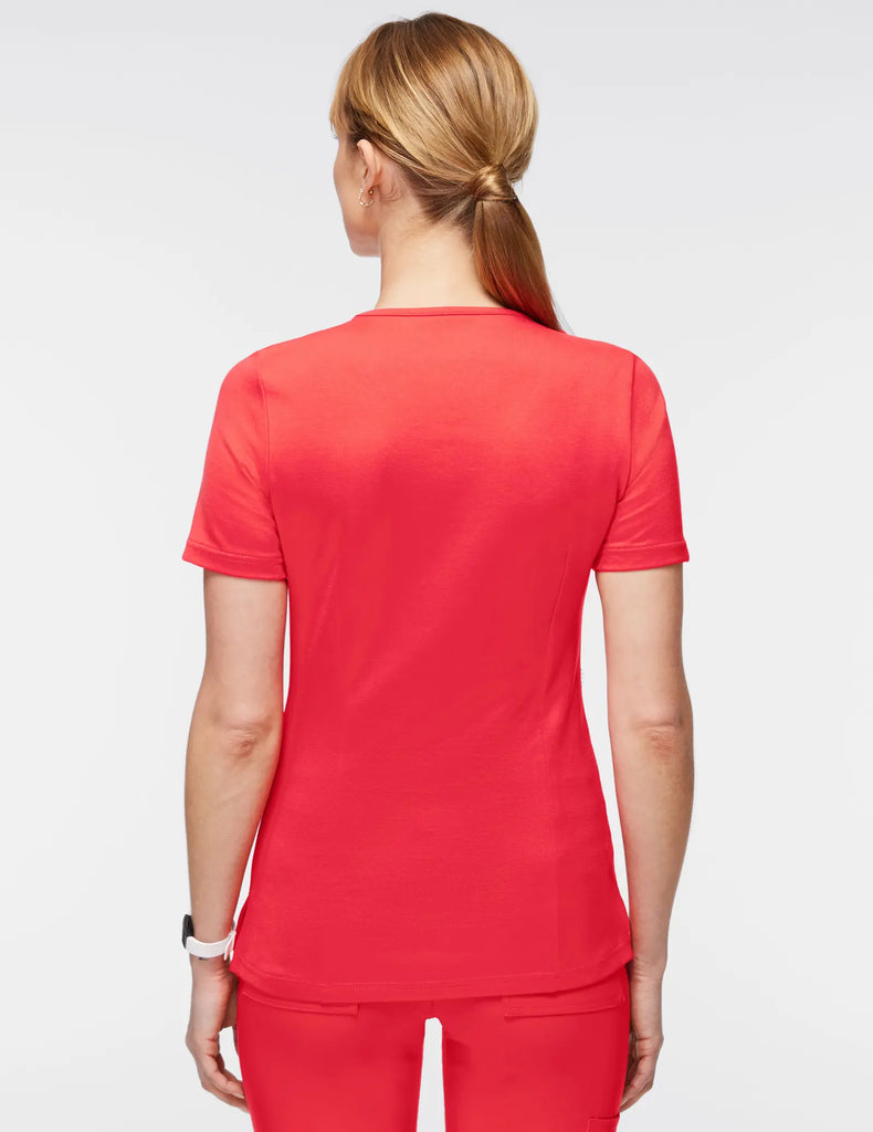 Jaanuu Scrubs Women's 4-Pocket V-Neck Scrub Top Coral | scrub-supply.com