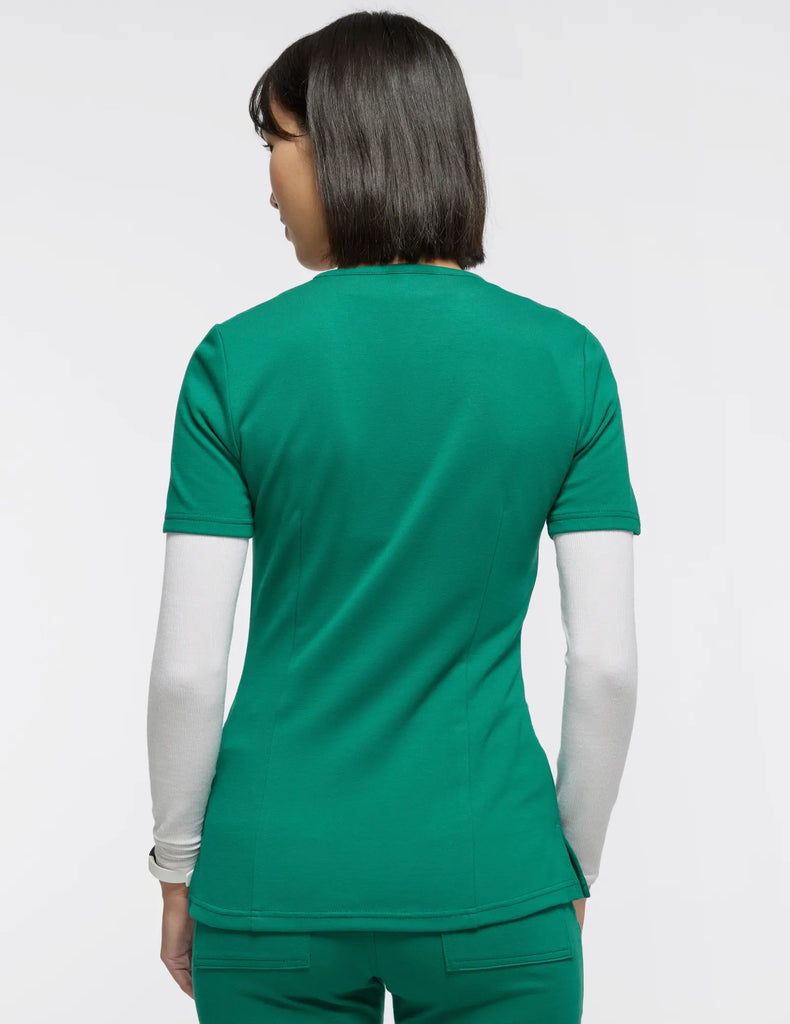 Jaanuu Scrubs Women's 4-Pocket V-Neck Scrub Top Hunter Green | scrub-supply.com