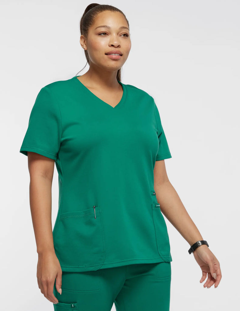 Jaanuu Scrubs Women's 4-Pocket V-Neck Scrub Top Hunter Green | scrub-supply.com