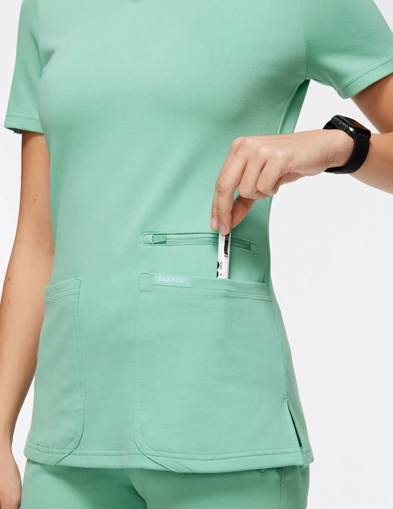 Jaanuu Scrubs Women's 4-Pocket V-Neck Scrub Top Jade | scrub-supply.com