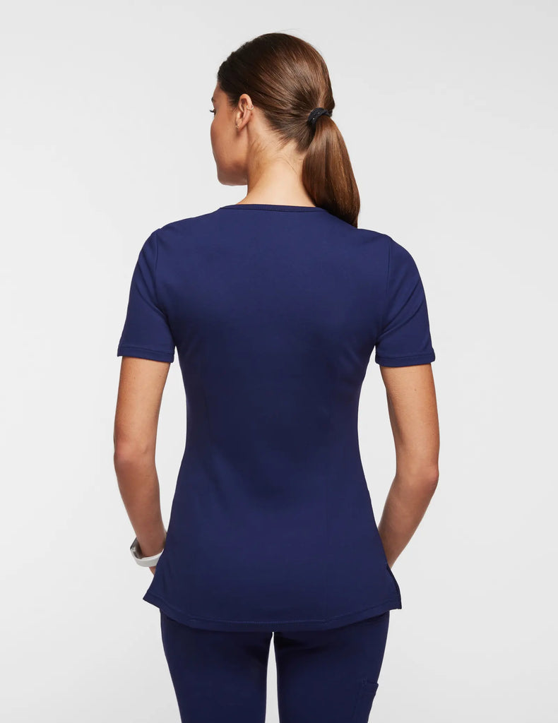 Jaanuu Scrubs Women's 4-Pocket V-Neck Scrub Top Navy | scrub-supply.com