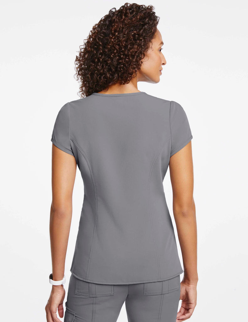 Jaanuu Scrubs Women's Signature Gold Zip Tulip Top Gray | scrub-supply.com