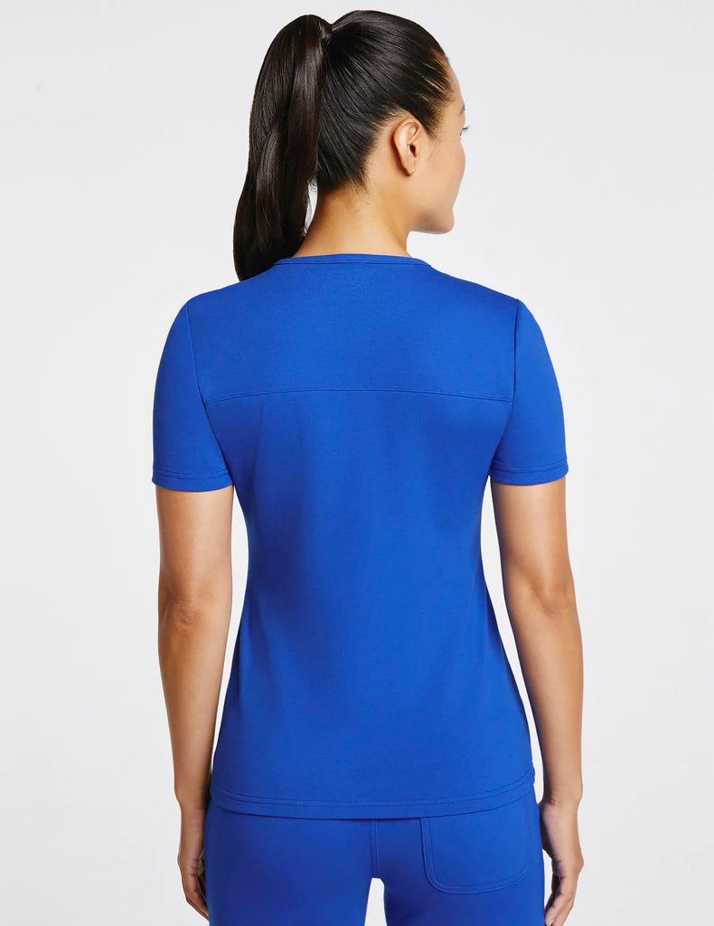 Jaanuu Scrubs Women's Quarter Zip Crew Neck Top Royal Blue | scrub-supply.com