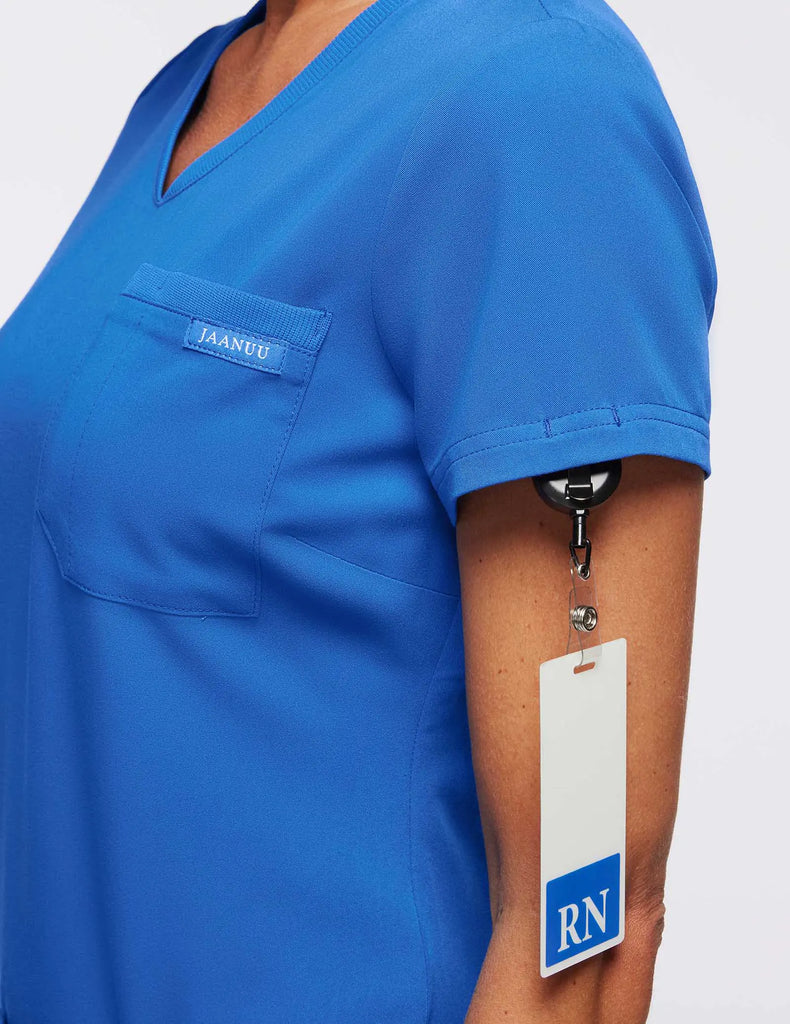 Jaanuu Scrubs Women's 2-Pocket Tuck-In Scrub Top Royal Blue | scrub-supply.com