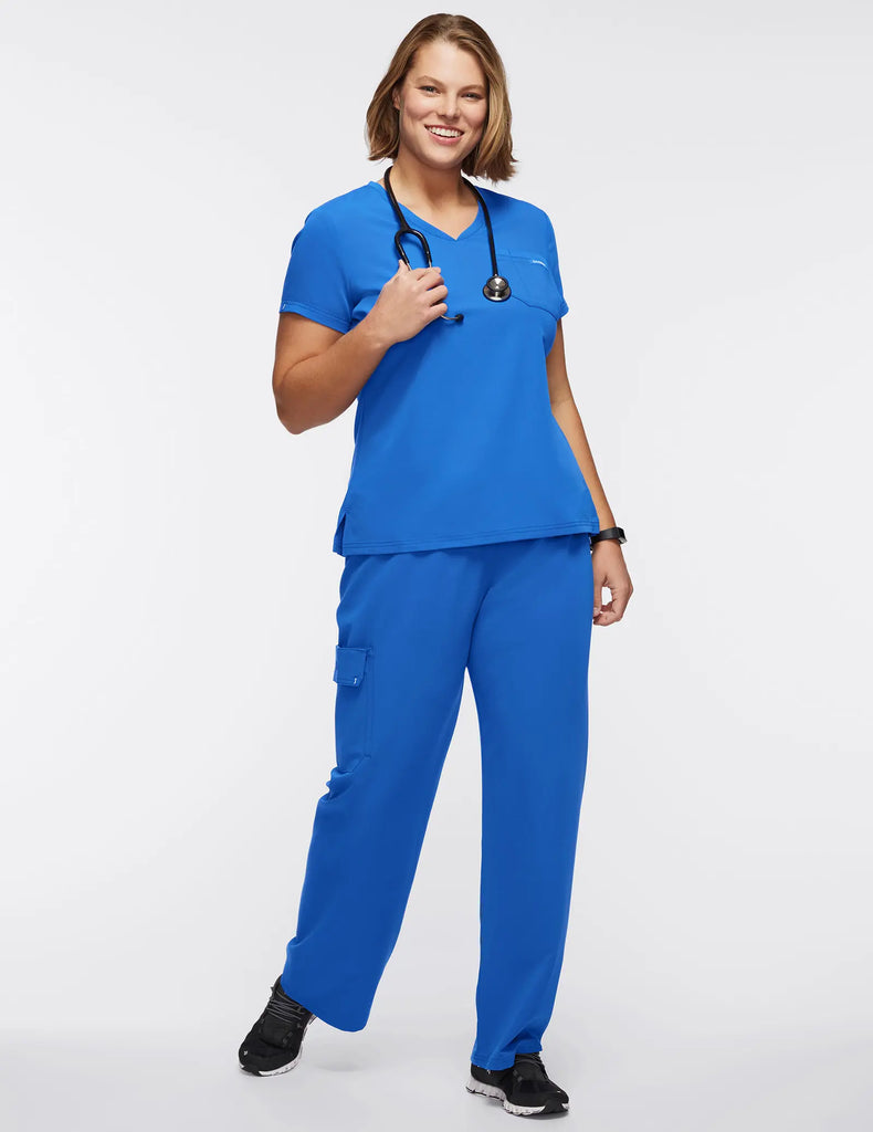 Jaanuu Scrubs Women's 2-Pocket Tuck-In Scrub Top Royal Blue | scrub-supply.com