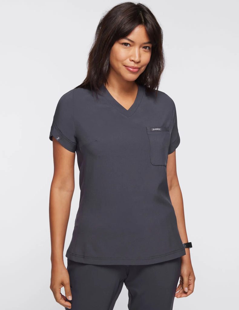 Jaanuu Scrubs Women's Performance V-Neck Scrub Top Slate | scrub-supply.com