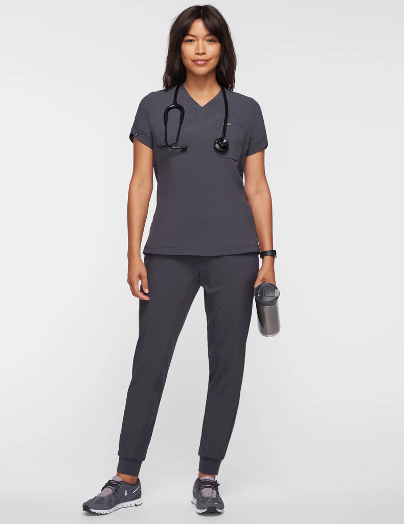 Jaanuu Scrubs Women's Performance V-Neck Scrub Top Slate | scrub-supply.com