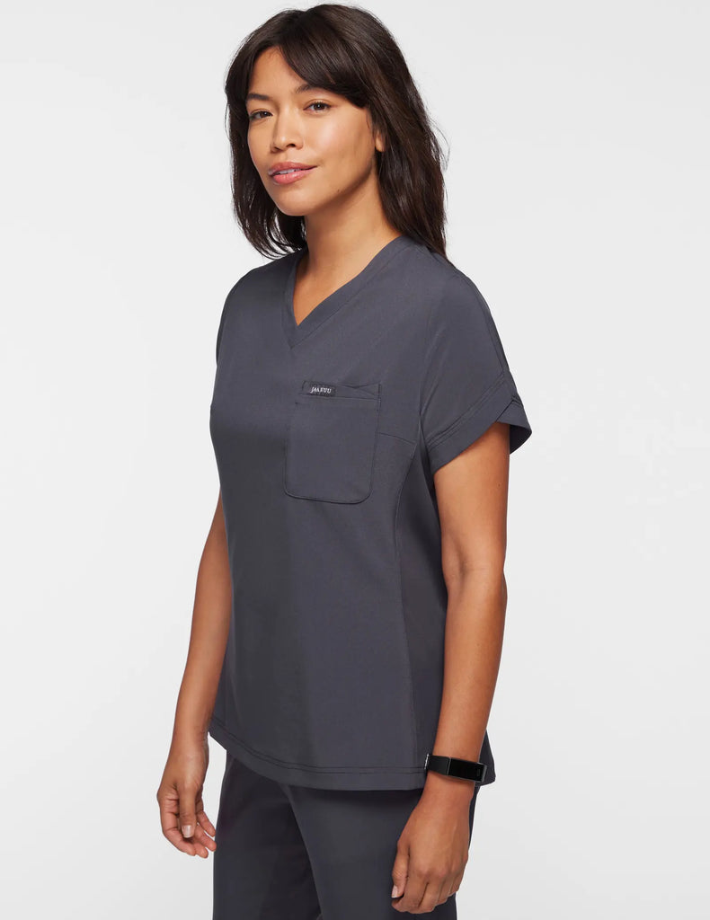 Jaanuu Scrubs Women's Performance V-Neck Scrub Top Slate | scrub-supply.com