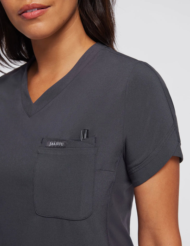 Jaanuu Scrubs Women's Performance V-Neck Scrub Top Slate | scrub-supply.com