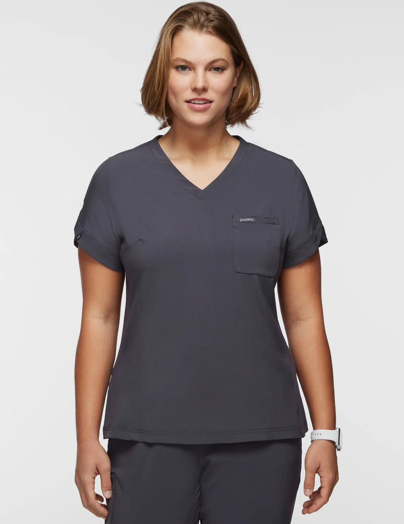 Jaanuu Scrubs Women's Performance V-Neck Scrub Top Slate | scrub-supply.com