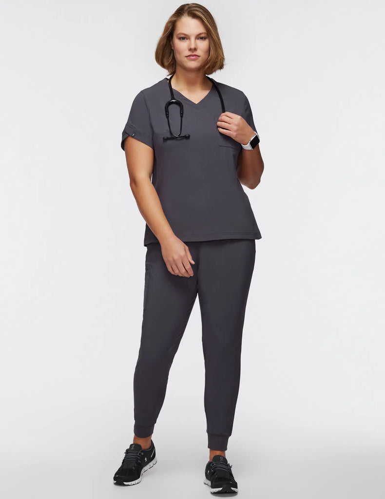 Jaanuu Scrubs Women's Performance V-Neck Scrub Top Slate | scrub-supply.com