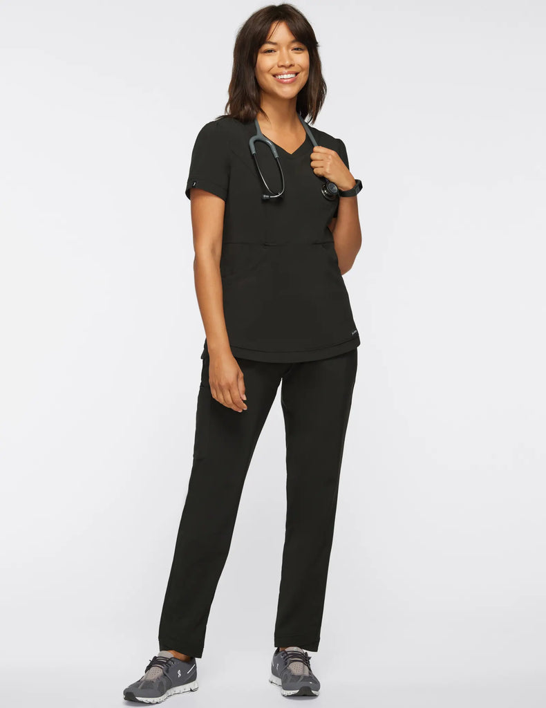 Jaanuu Scrubs Women's Tulip Scrub Top Black | scrub-supply.com