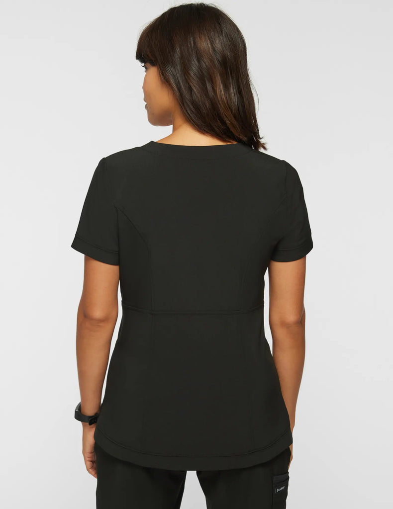 Jaanuu Scrubs Women's Tulip Scrub Top Black | scrub-supply.com