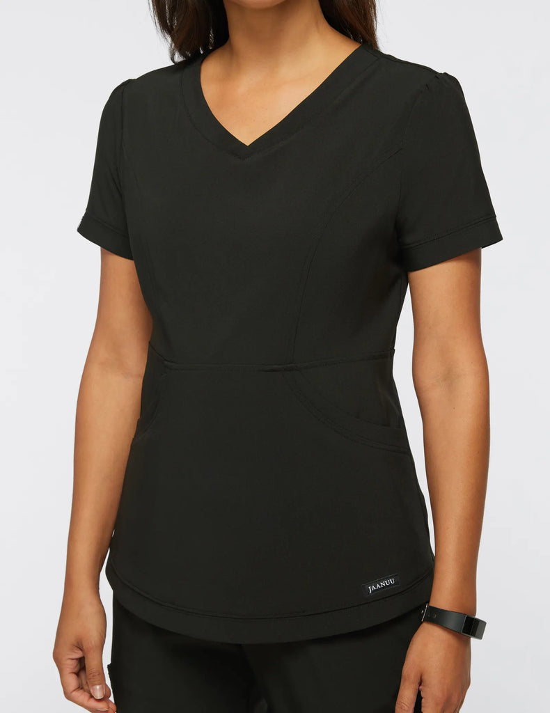 Jaanuu Scrubs Women's Tulip Scrub Top Black | scrub-supply.com