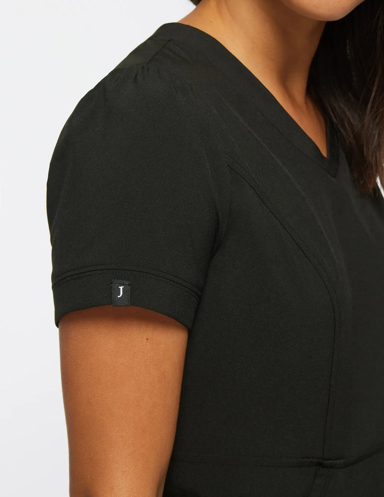 Jaanuu Scrubs Women's Tulip Scrub Top Black | scrub-supply.com