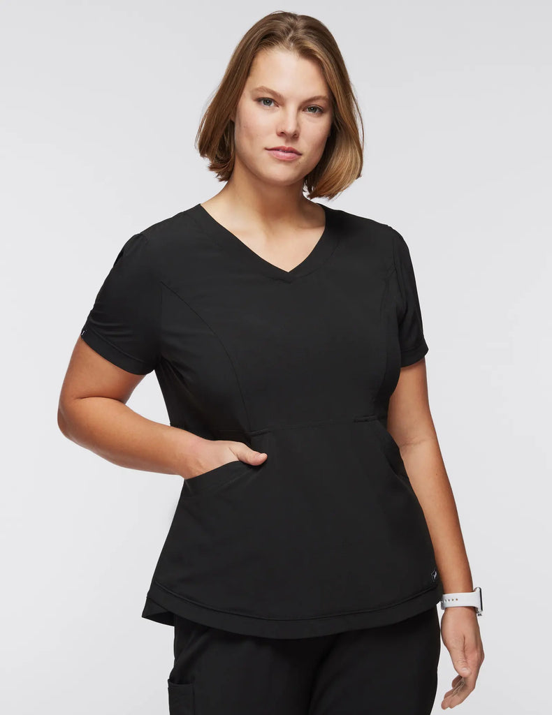 Jaanuu Scrubs Women's Tulip Scrub Top Black | scrub-supply.com