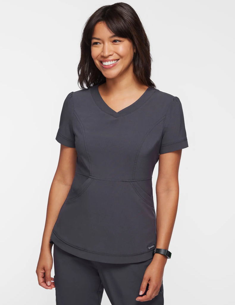 Jaanuu Scrubs Women's Tulip Scrub Top Slate | scrub-supply.com